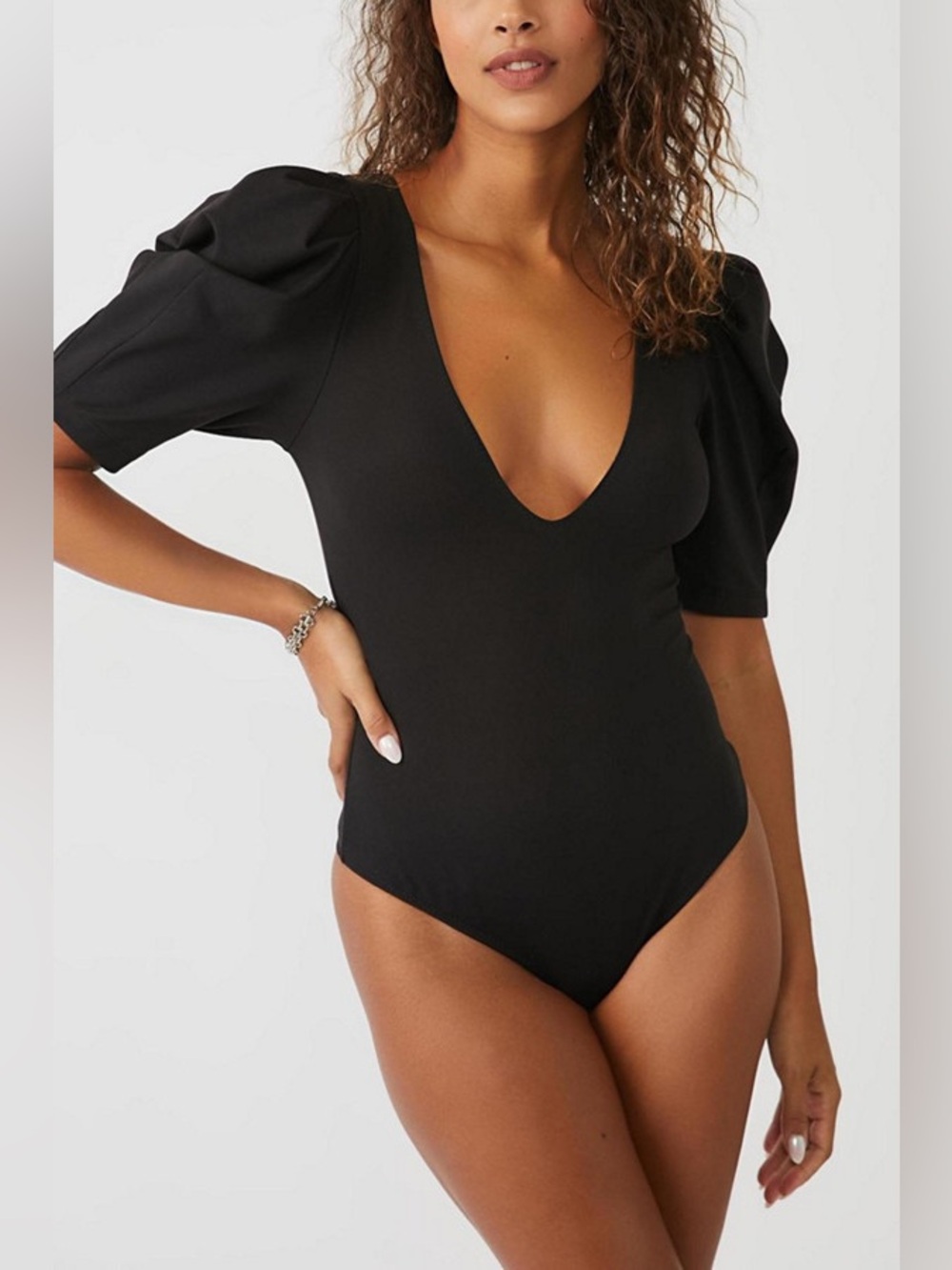 Intimately Free People Va Va Voop Duo Bodysuit Size Small Black